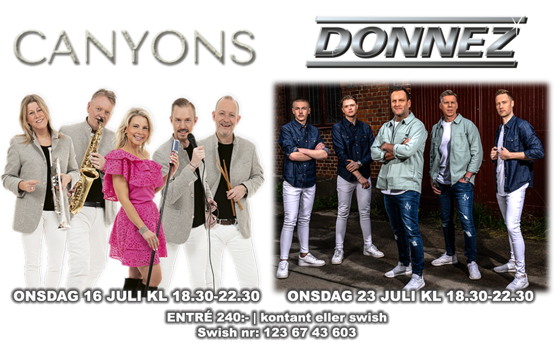 Trivseldans på Lyktan 16 juli till Canyons och 23 juli till Donnez. Välkomna!