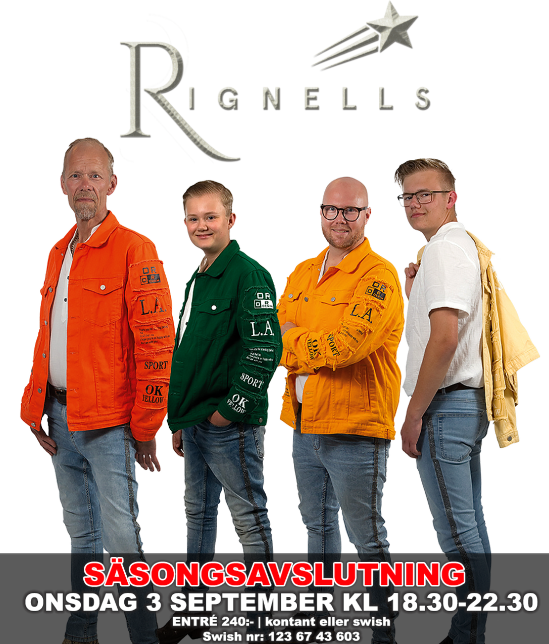 Trivseldans/Säsongsavslutning på Lyktan 3 september till Rignells. Välkomna!